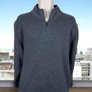 Cole Haan Men's 1/4 Zip Up Mock Neck Sweater Grey  Adult Size XL W/Pockets